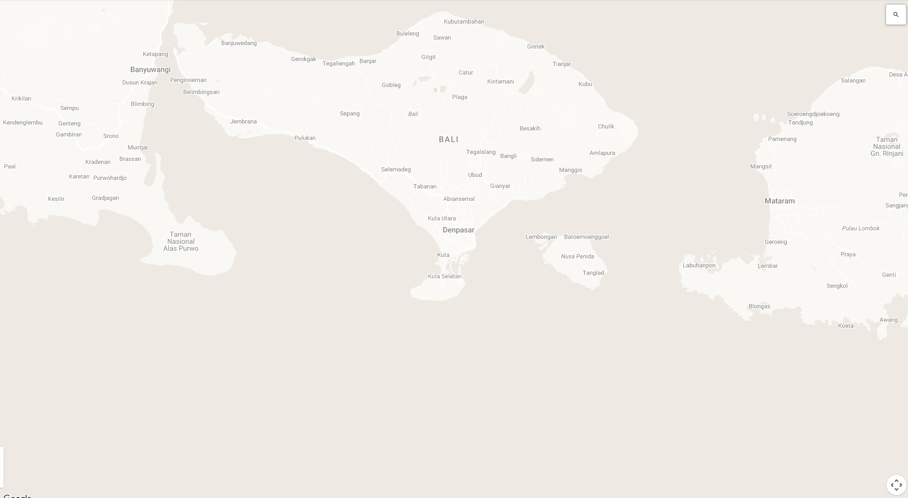 Map of Bali with Ananta Villas Canggu and Nusa Dua